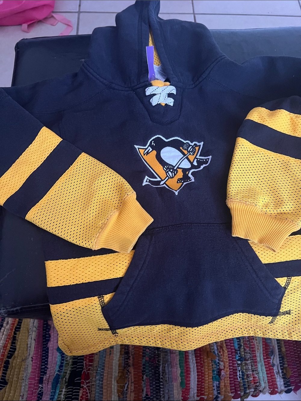 Kids Black & Yellow Hockey Logo Hoodie